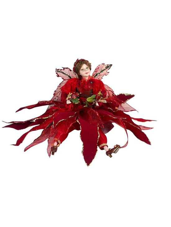 Vintage Woodland Fairy Hanging Ornament Other - 2011 Woodland Forest Fairy Pixie Elf Red Ornament Decoration Christmas Doll 15"
